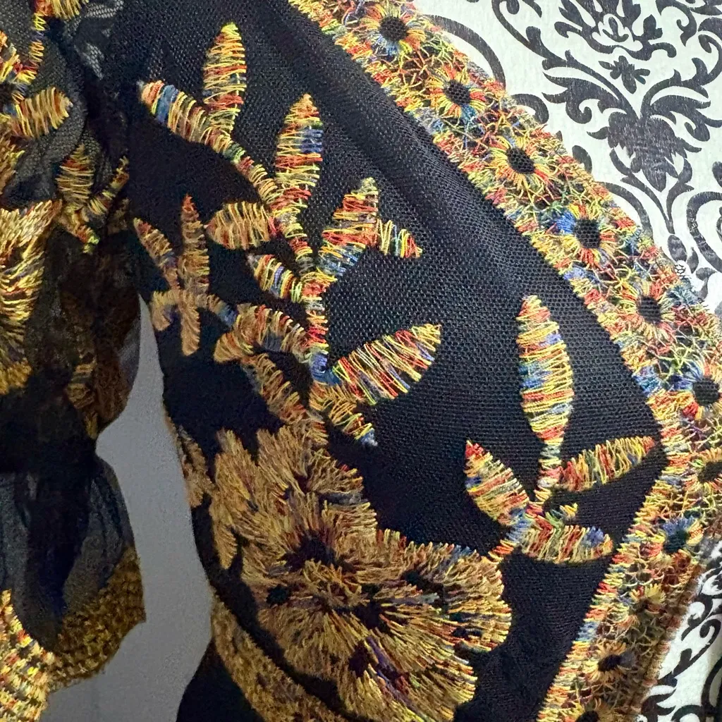 CLOUD TEN Black and Gold Embroidered Bodysuit Top - Image 4