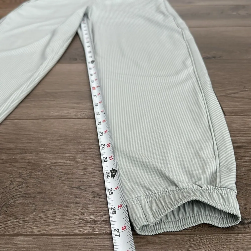 Athleta 27" Brooklyn Textured Green Pinstripe High Rise Jogger Ankle Pants‎ Sz 4 - Image 9