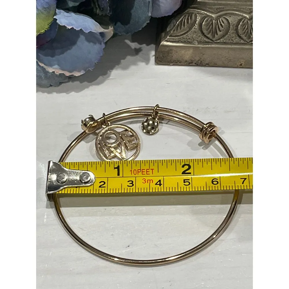 Gold tone love charm bangle‎ bracelet - Image 4