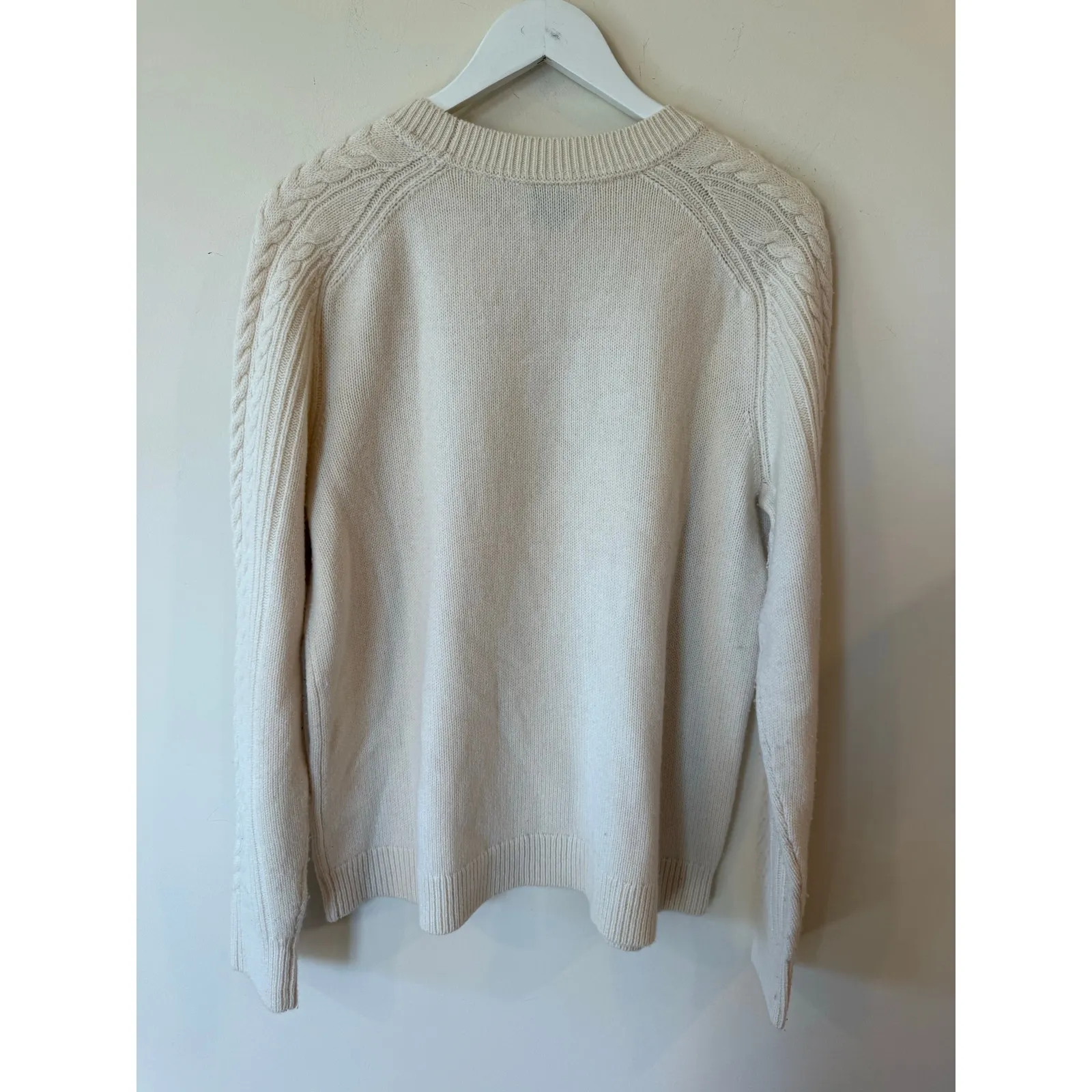 Vineyard Vines Long Sleeve Cable knit Merino Wool Pullover Sweater Cream Large - Image 2