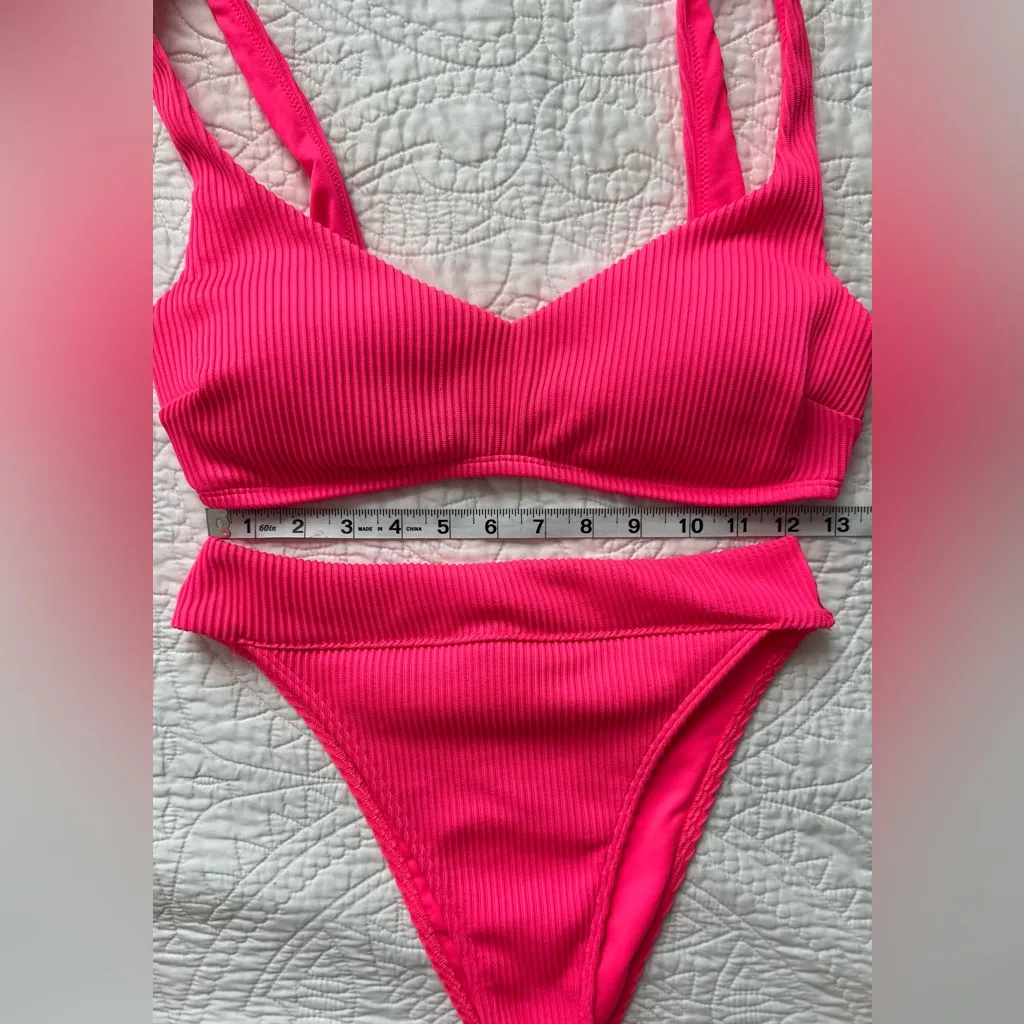 Hollister Hot Pink Ribbed Bikini Set - Image 3