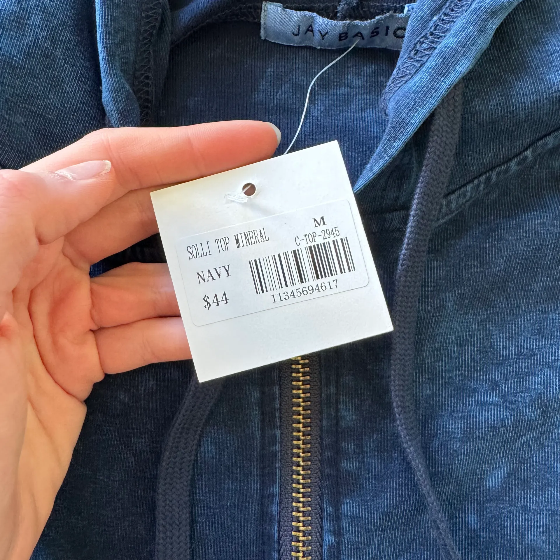 Faux Denim Zip Up Hoodie - Image 6