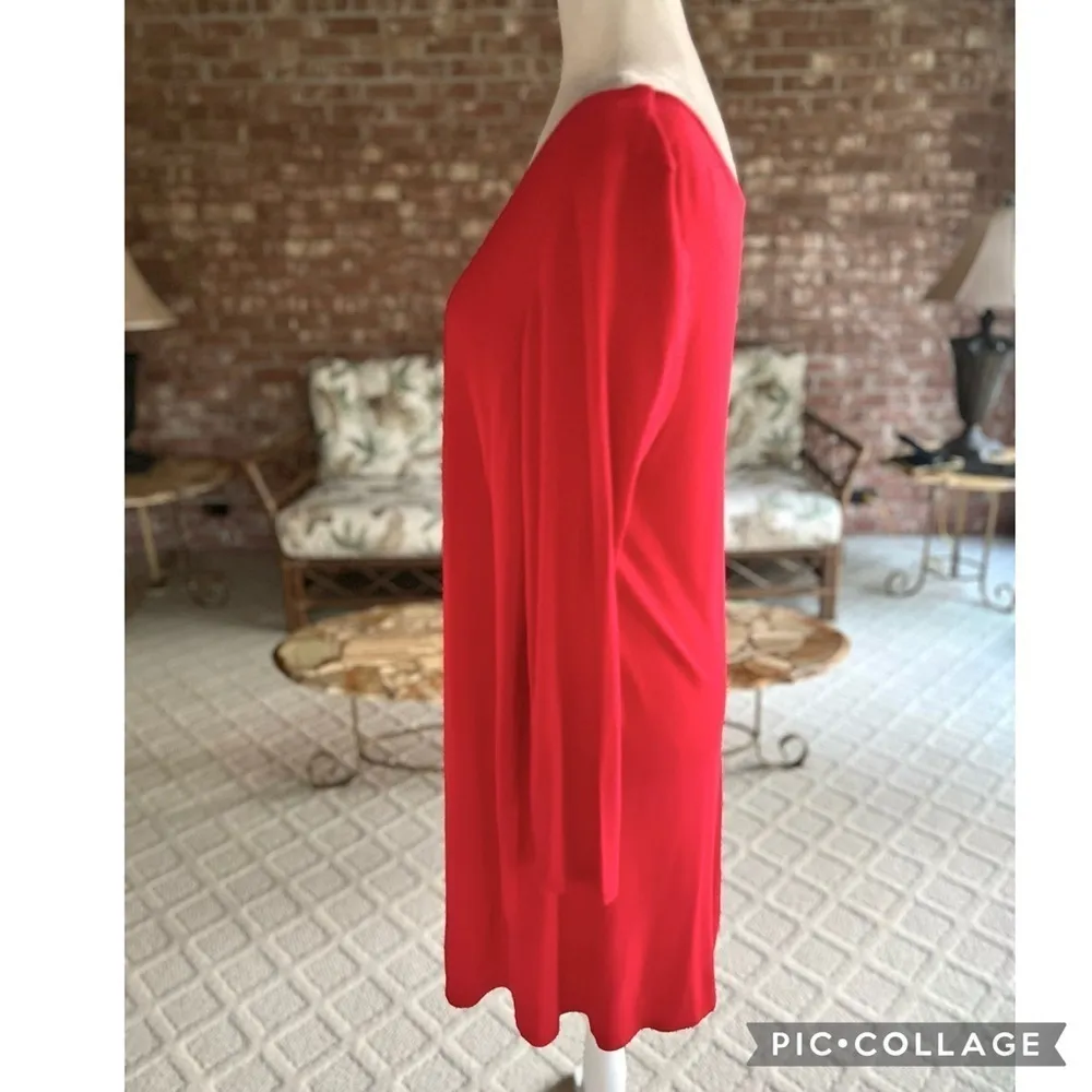 Venus Dress Mini Swing A-line Swing Red Knit L Cocktail Party Bright Long Sleeve - Image 5