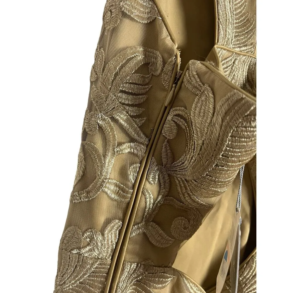 Laundry by Shelli Segal Gold Embroidered Sleeveless V-Neck Formal Gown Size 10 - Image 10