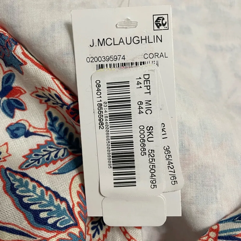 J. McLaughlin Rue Linen Floral Shift Dress Sleeveless Natural Fibers NWT Large - Image 7