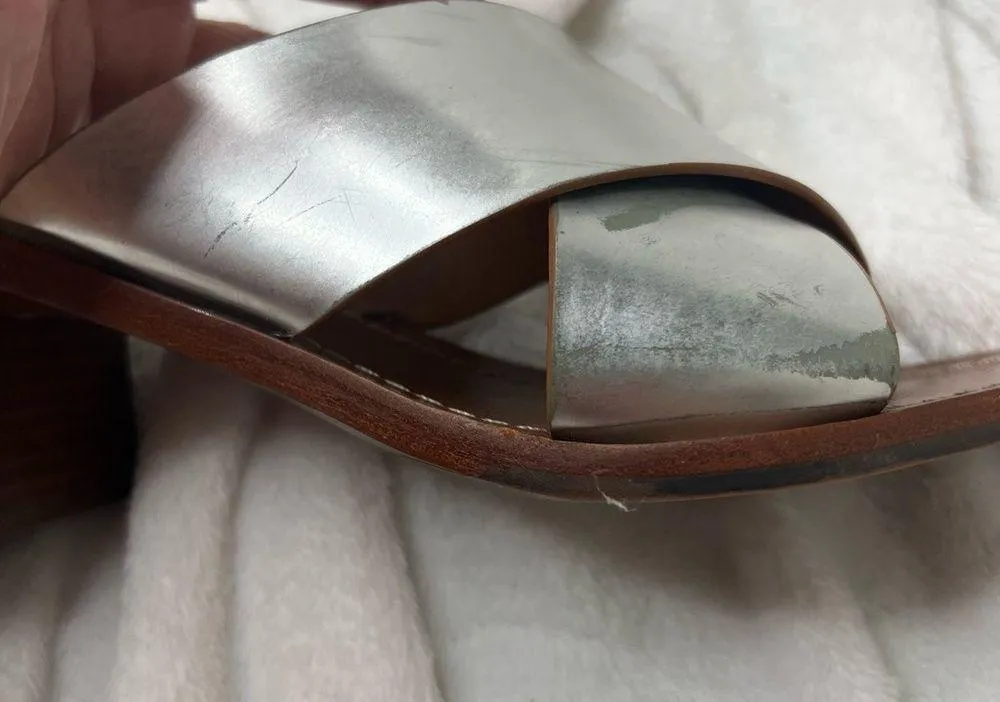 Tory Burch Montrose Criss Cross Metallic Heeled Sandals - Image 6