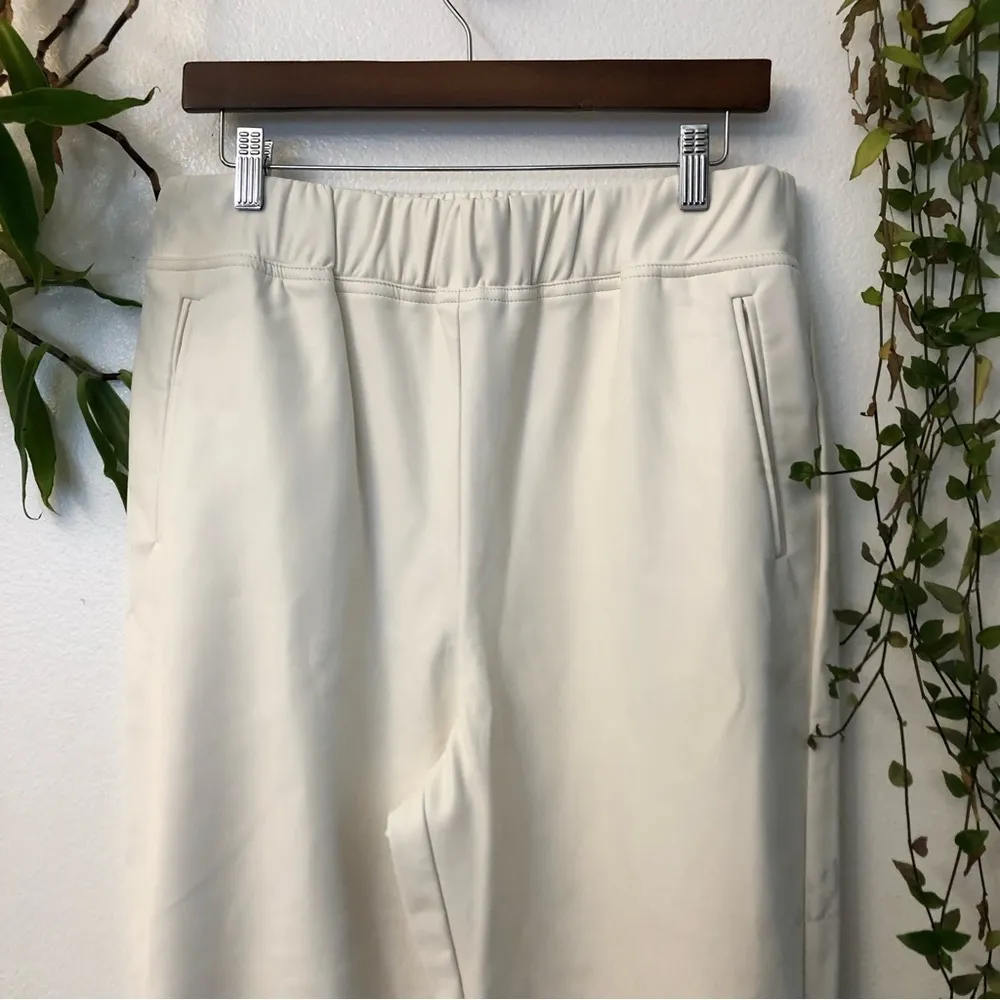 INC International Concepts Women's Size L Faux Leather Joggers, White - Image 3