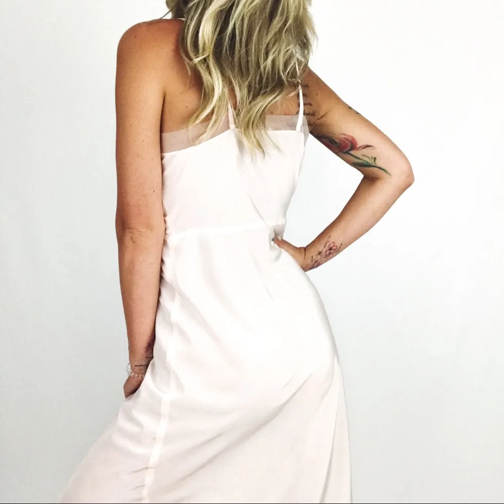 Vintage Embroidered Mesh Slip Chemise Dress | Size S/M Pink Size M - Image 2