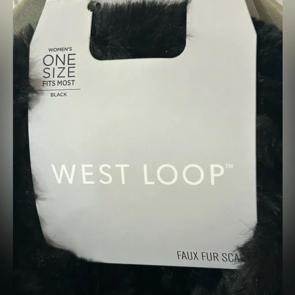 West Loop Faux Fur Black Scarf One Size NWT - Image 3