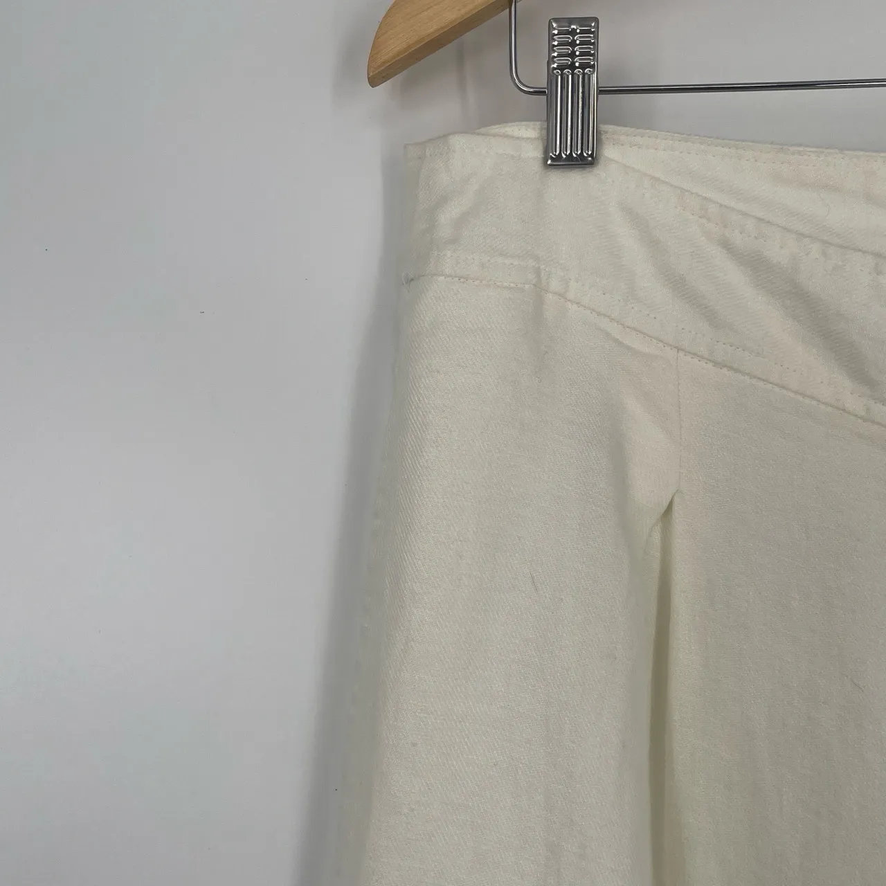 Halston‎ Women's Cream Linen Wide Leg Pleated High Rise Trousers Pant Size US 8 - Image 4