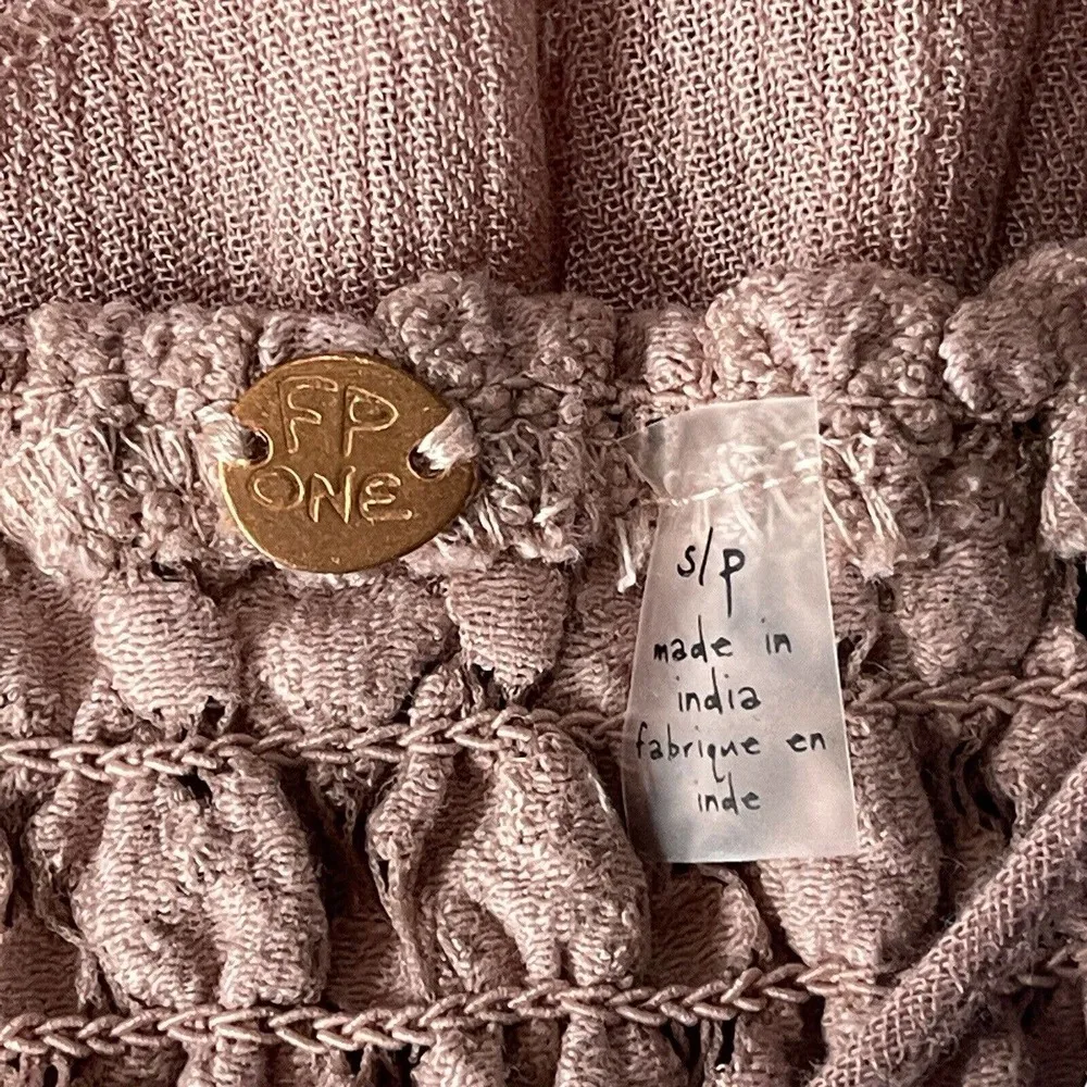 Free People Intimately Small Adella Cami Top Mauve Ruffled Crochet Lace Smocked - Image 7