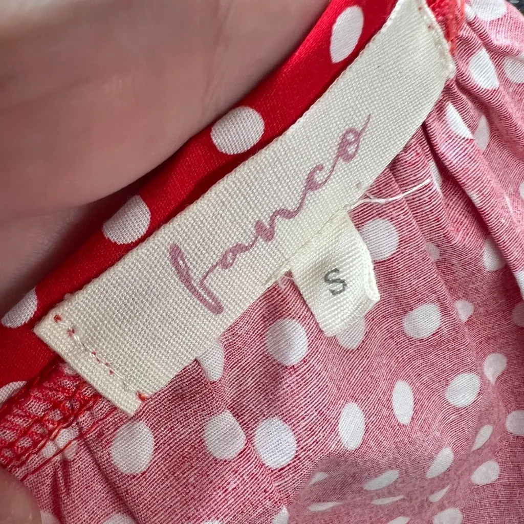Fanco Red Polka Dot Peplum Open Back Crop Top Adjustable Tie Back Size Small - Image 8