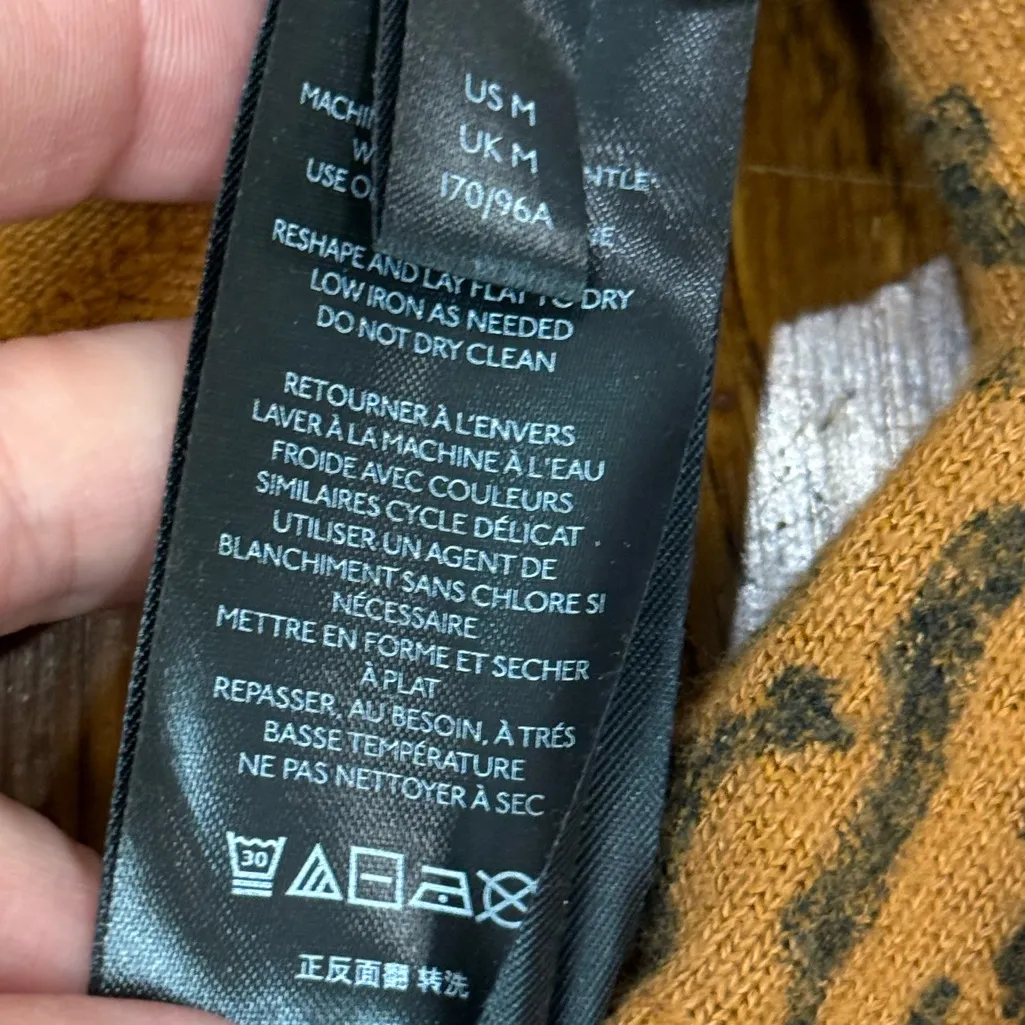 Anthropologie Animal Print Puff Sleeve Turtleneck Top Size M, Orange and Black - Image 11