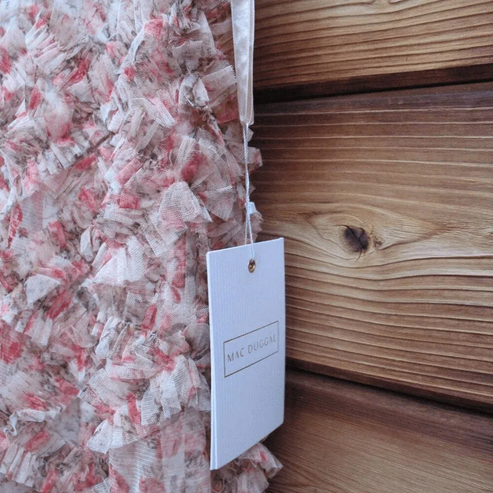 NWT MAC DUGGAL Ruffle Tiered Short Sleeve A Line Dress Beige 2 - Image 14