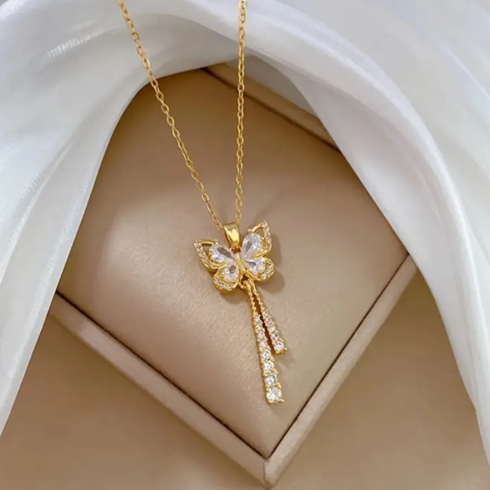 18k Gold Plated Butterfly Necklace - Image 2