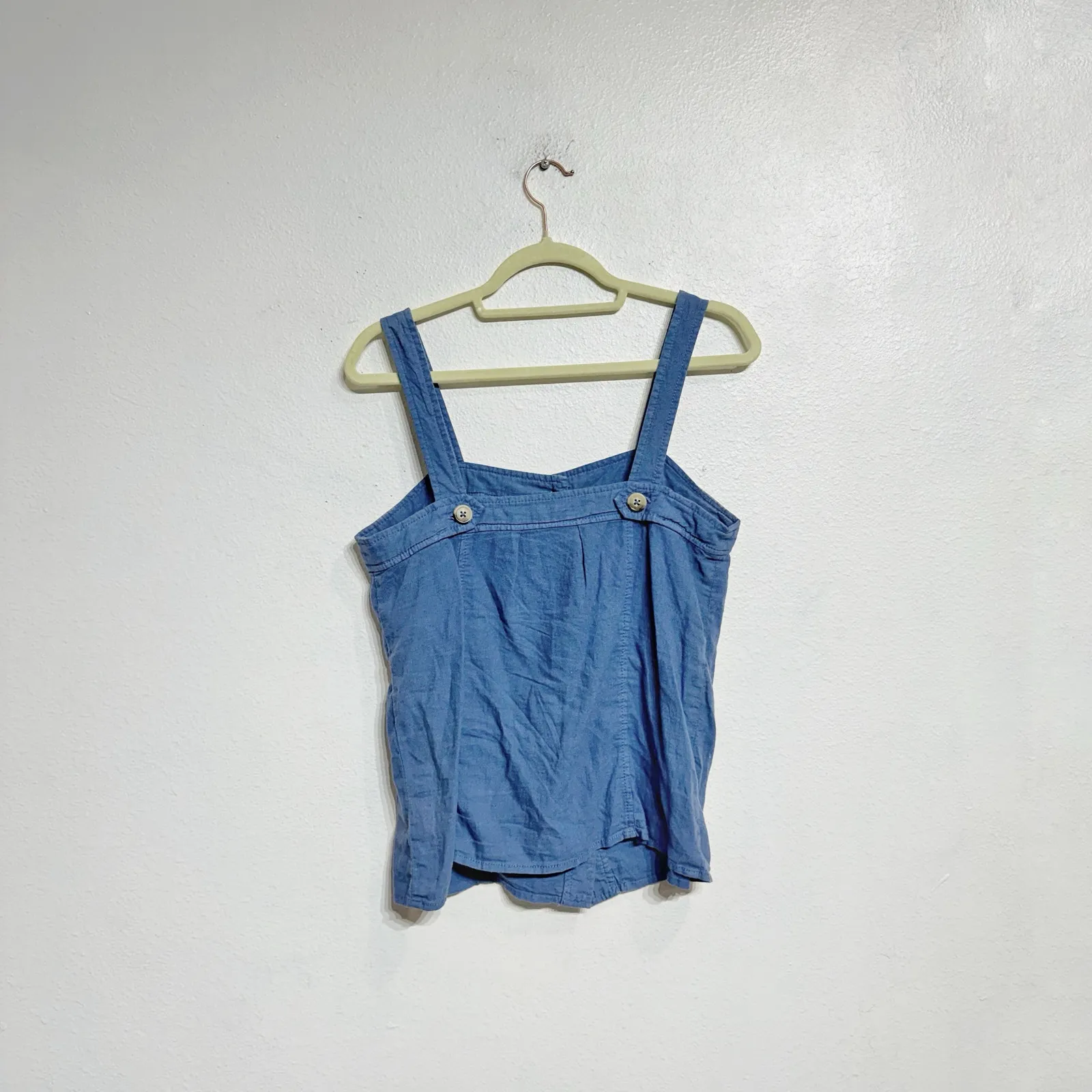 Maeve by Anthropologie Blue Button Down Linen Blend Tank Top Sz 2 - Image 10