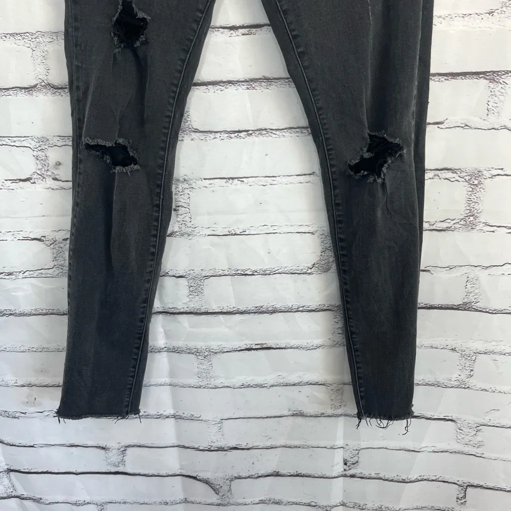 Aero High Rise Curvy Jegging Women’s 8 Distressed Ripped Black Stretch Denim Y2K - Image 4