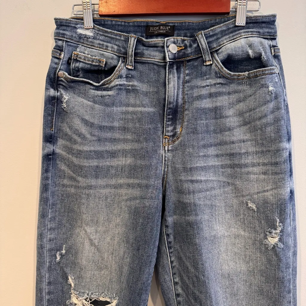 Judy Blue HIgh Waist Destroy Wide Leg Crop Jeans Size 11/30 - Image 3