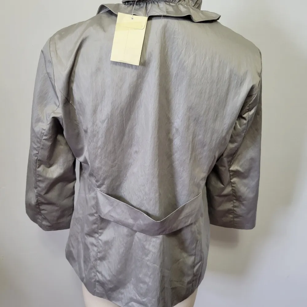 Christopher & Banks gray ruffled collar blazer size medium - Image 5