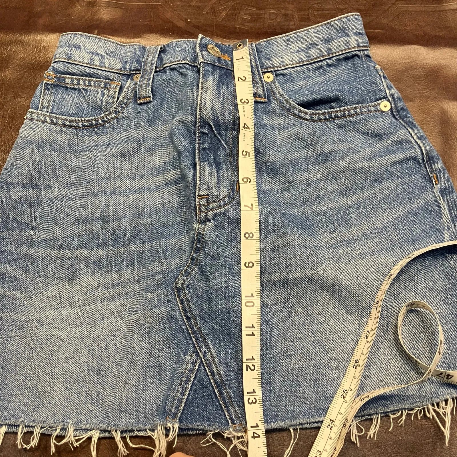 Madewell Rigid Denim A-Line Mini Skirt Womens 23 Raw Hem Lakeline Wash‎ H5861 - Image 15