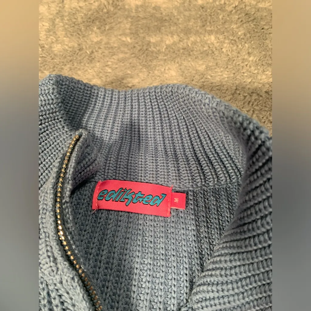 Edikted blue sweater 1/4 zip medium - Image 6