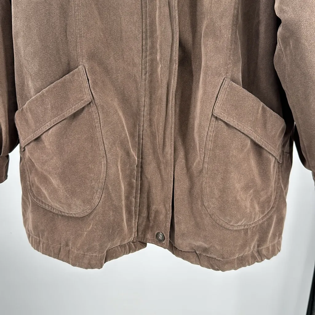 Bromley Sport Women's brown faux suede removable fleece liner hooded coat L Size L - Image 8