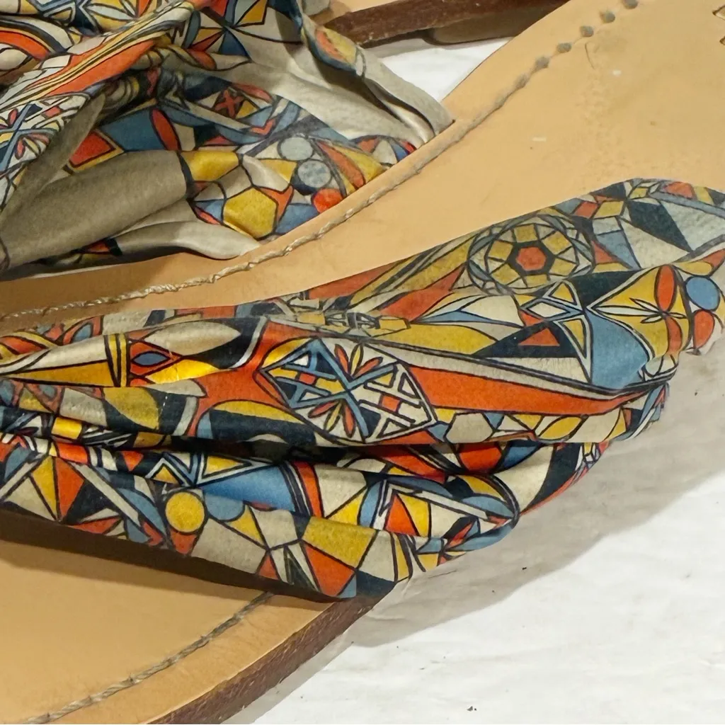 Tory Burch Carson Printed Satin Sandals Sweet Tangerine Flip Flop Size 11 - Image 2