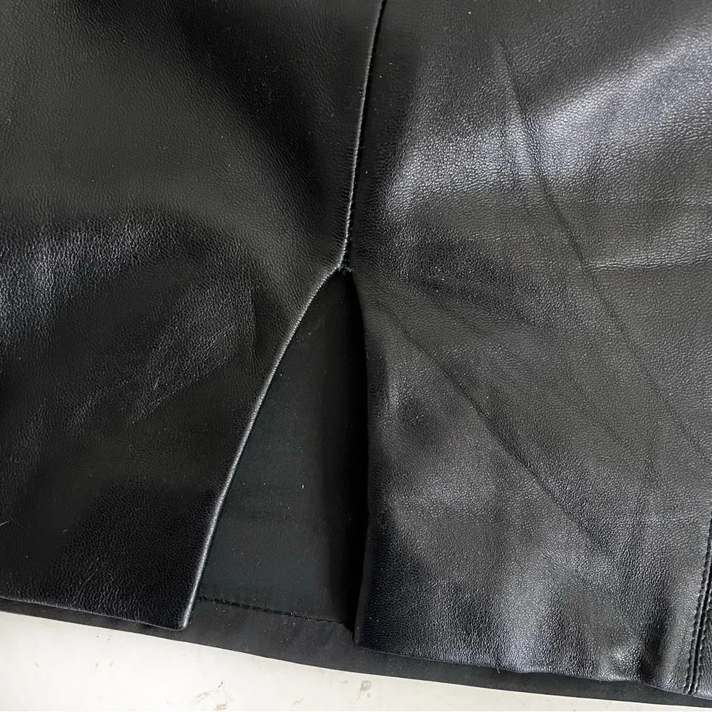 JOEFFER CAOC Black Leather Straight Skirt Buttery Soft Pencil Skirt Lined Size 4 - Image 6