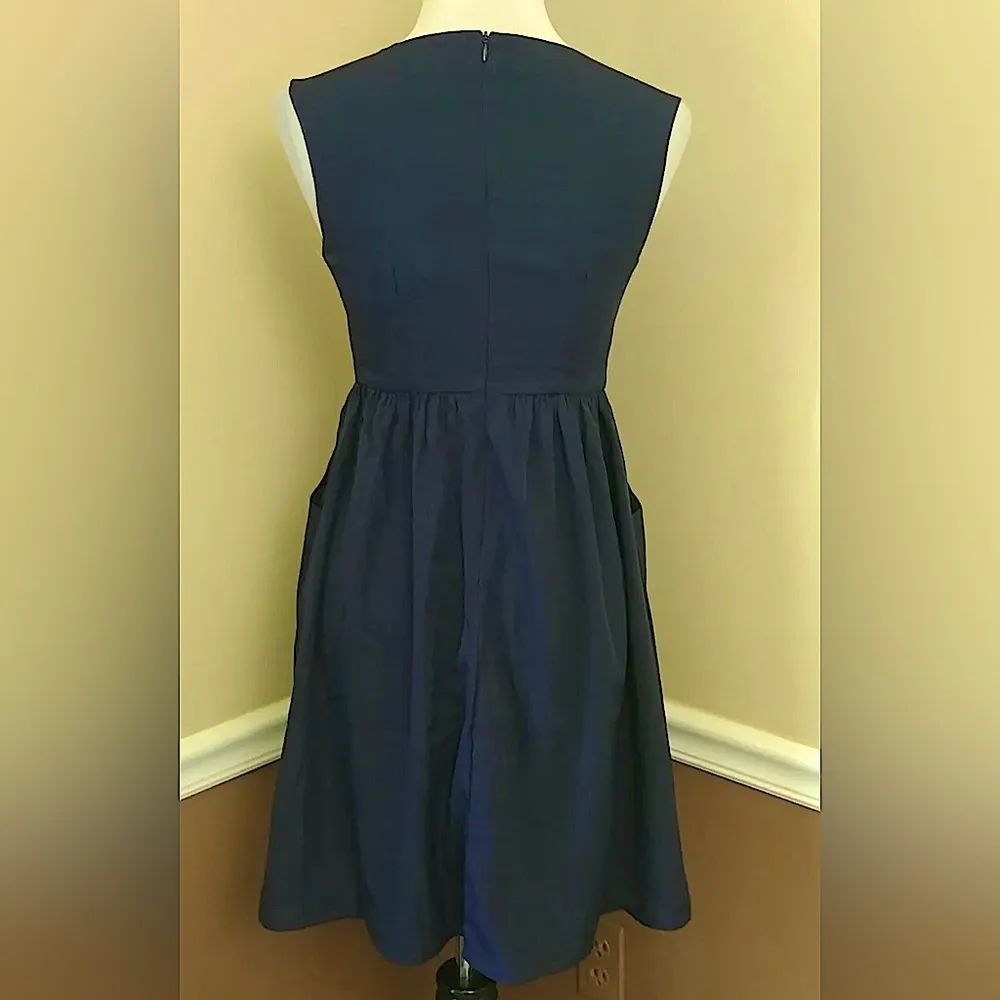 Navy Blue With Embroidered & Beaded Flowers by Yumi from Modcloth Dress NEW - Image 5