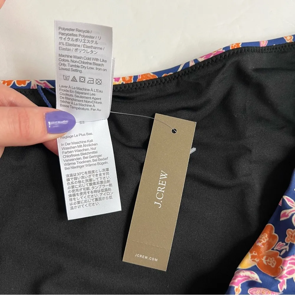 J. Crew Curved Waist Cheeky Bikini Bottom in Gathered Floral Block Print size 3X - Image 7