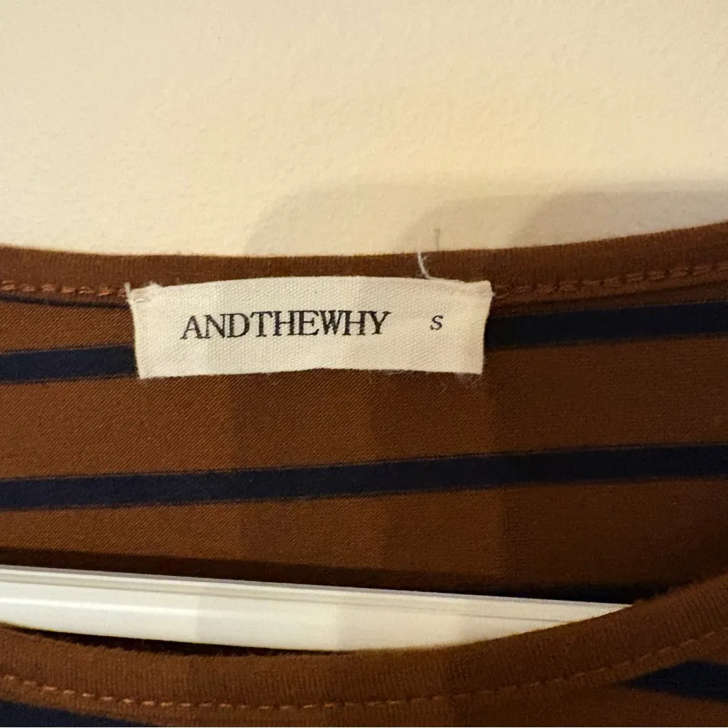 Elegant Brown and Black Striped Long Sleeve Top - Image 2