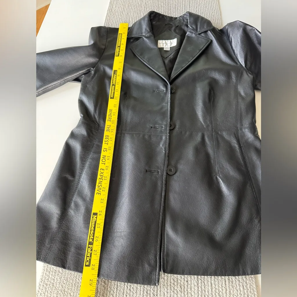 Vintage Worthington Black Leather Blazer Jacket Coat Size Medium Fully Lined - Image 7