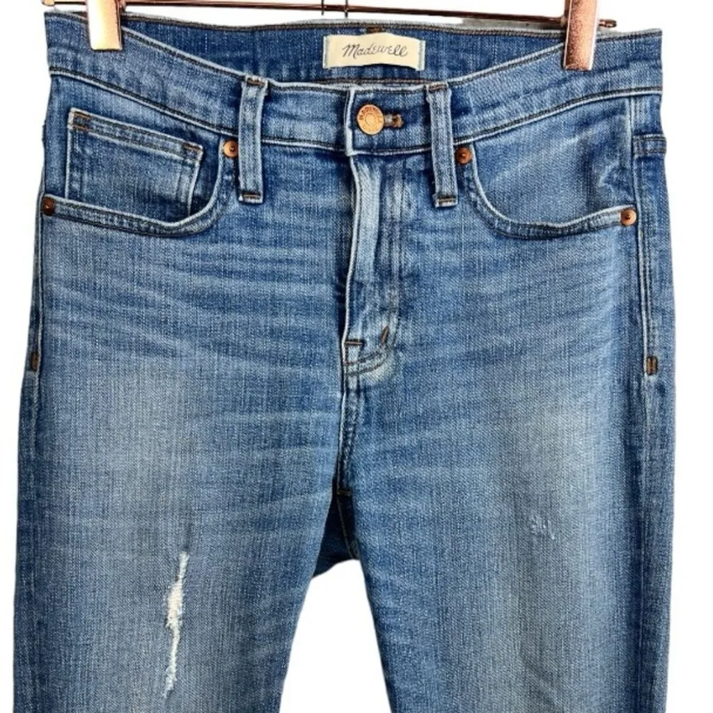 Madewell 9"‎ High Rise Skinny Jeans Distressed Denim Light Wash Size 26 Casual - Image 6
