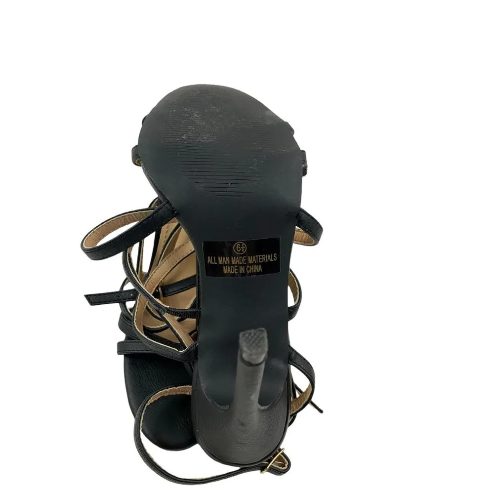 Liliana Women's Black Strappy Heels - Image 5