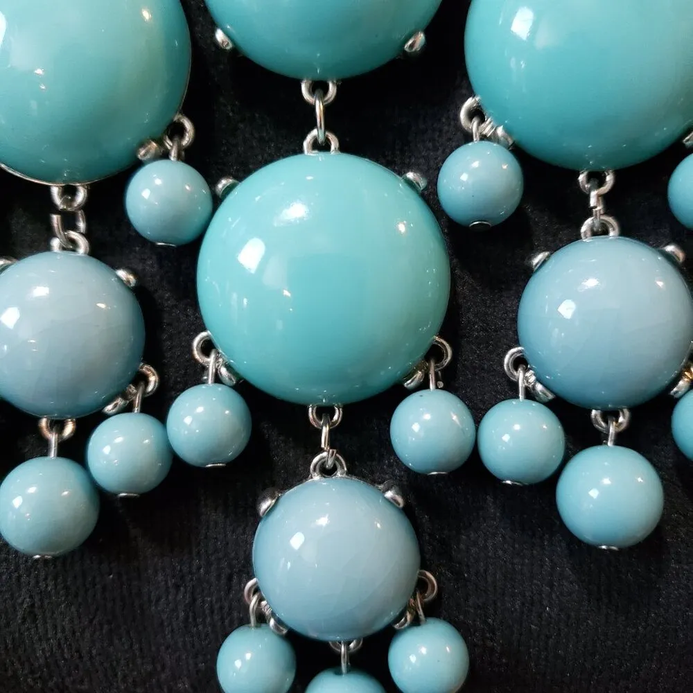 Womens Blue Jane Stone Bubble Silver Chain Necklace Jewelry with Lobster Clasp - Image 5