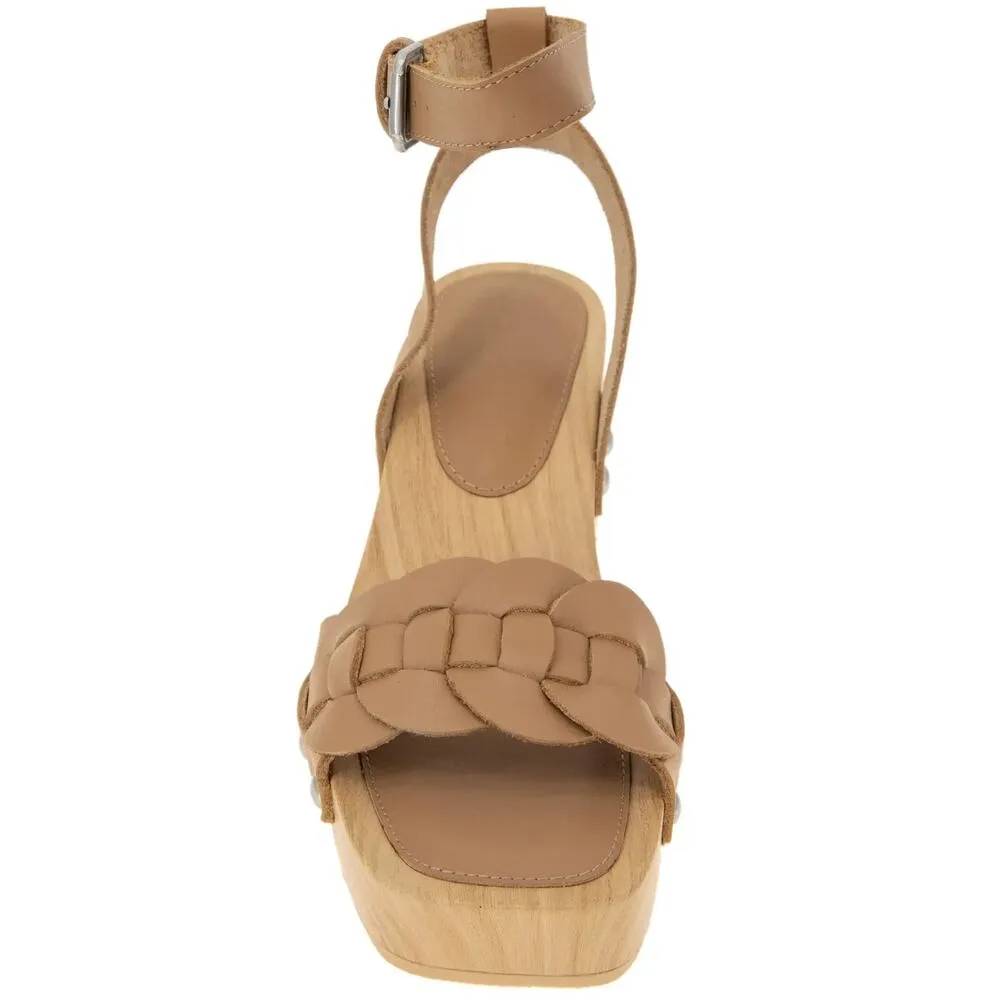 Splendid Barie Leather and Wood Clog Braided Sandals in Beige Women's sz. 7.5 - Image 2