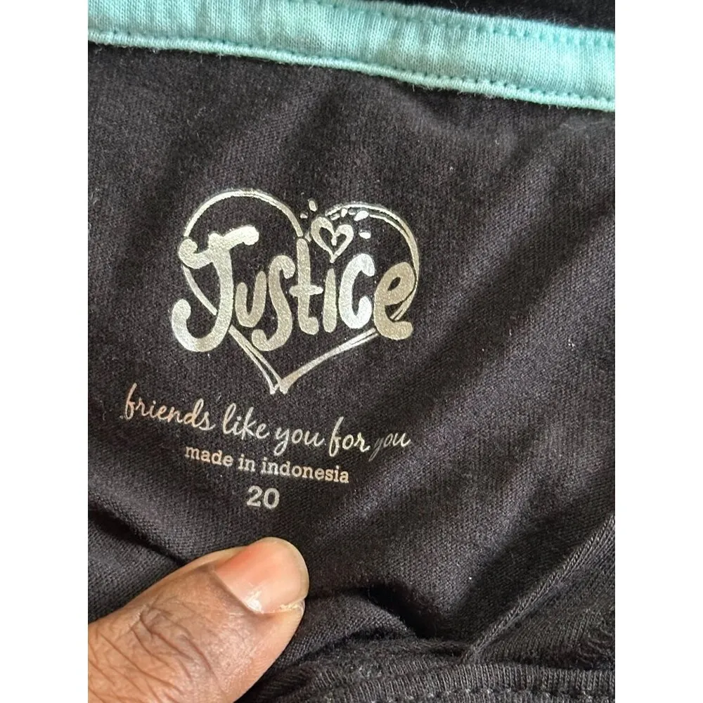 Justice Black Hooded Short Sleeve Graphic T-Shirt "Weekend I Love You" Size 20 - Image 3