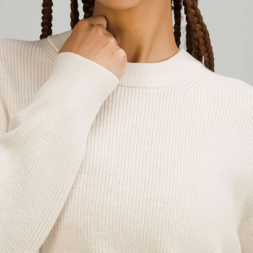 Lululemon Merino Wool-Blend Ribbed Crewneck Sweater in White Opal - Image 4