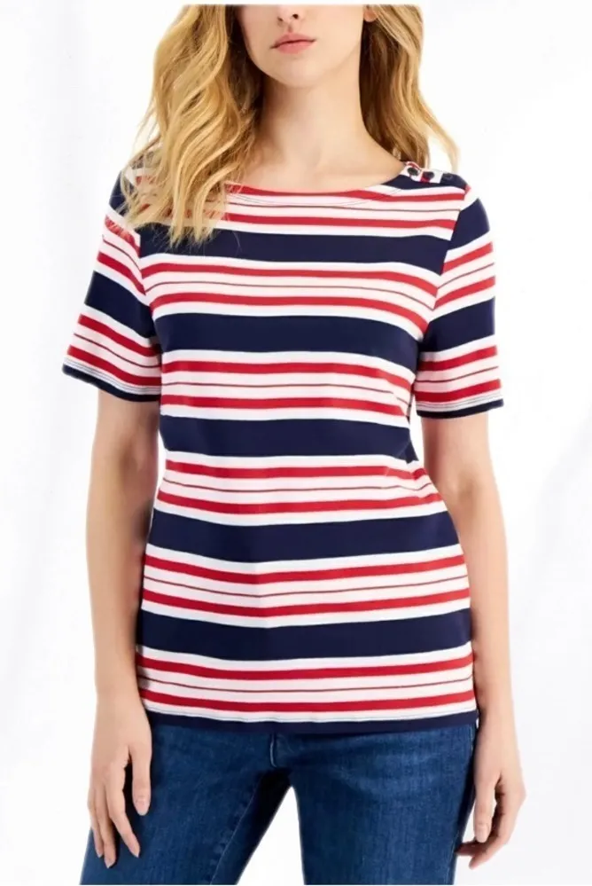 Charter Club Red White & Blue American Striped Tee - Image 1