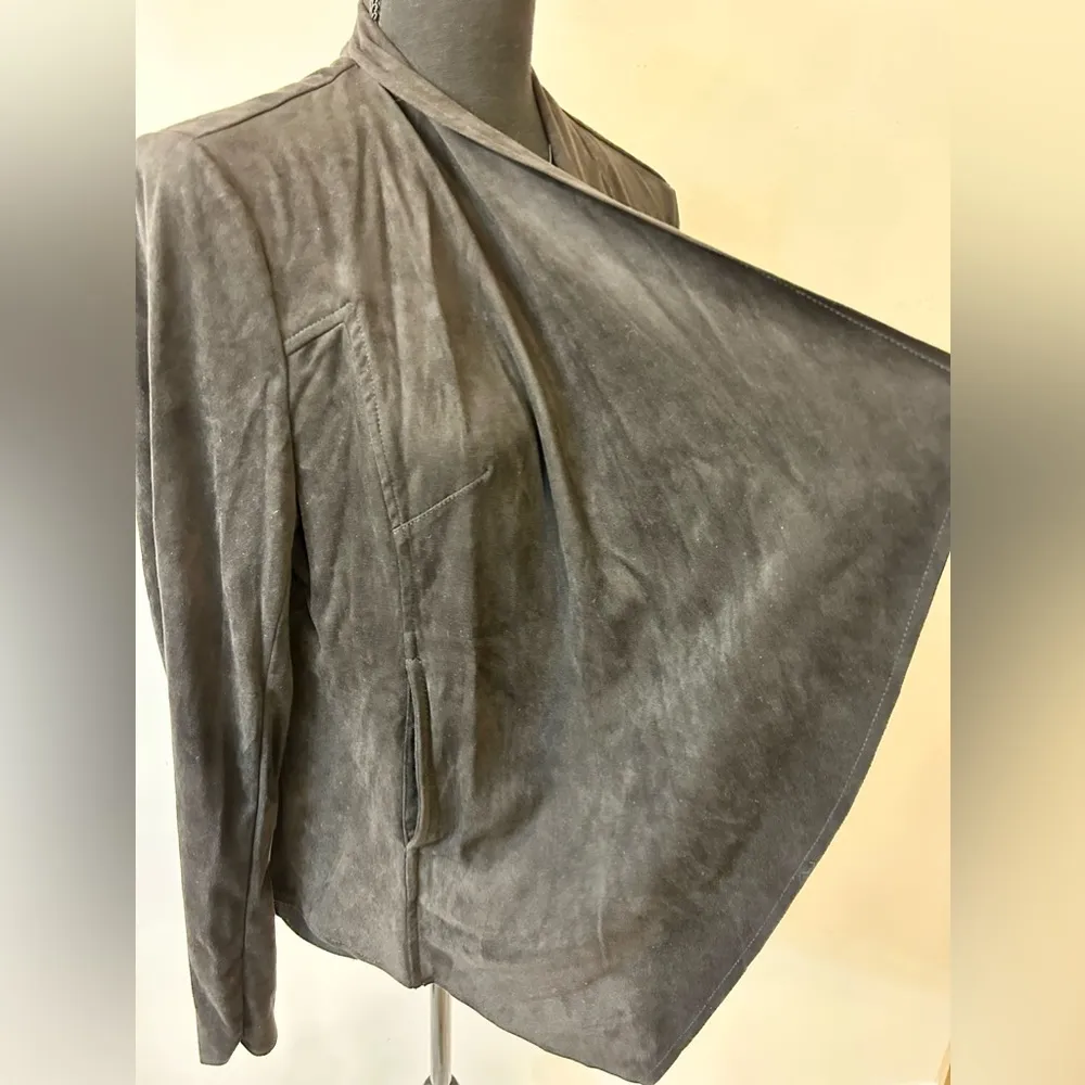 Kut From The Kloth Tayanita Faux Suede Waterfall Moto Jacket in Black Size Lg - Image 6