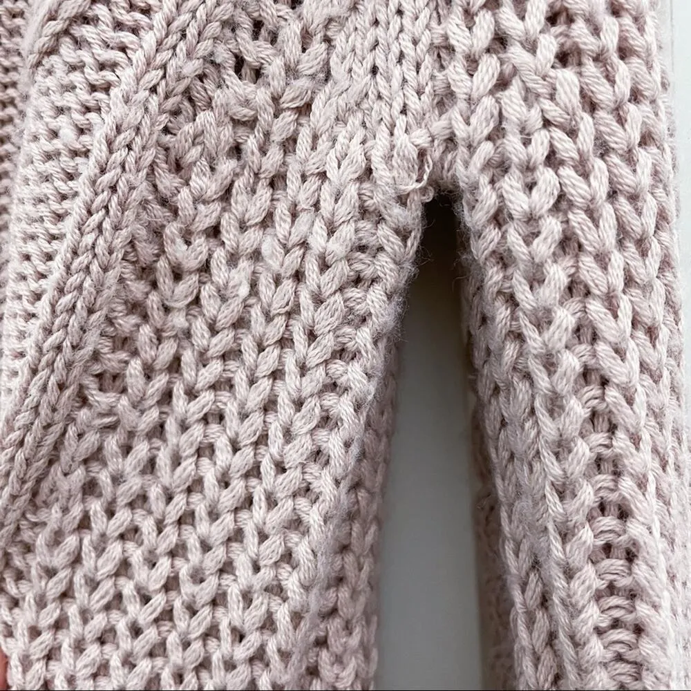 Pull & Bear Light Pink Cable Knit Chunky Sweater Small - Image 6