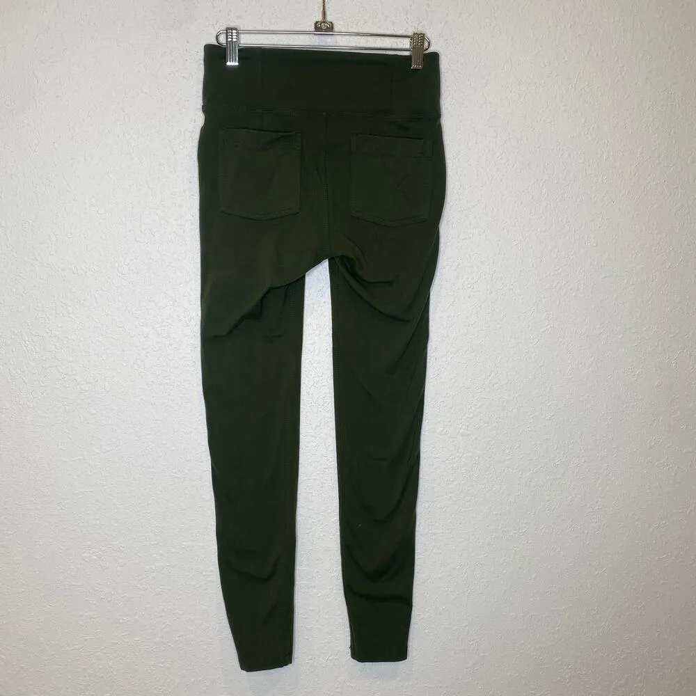 Athleta Green Stretch Leggings Pockets EUC Sz Sm Nylon Spandex Casual Fitted - Image 4