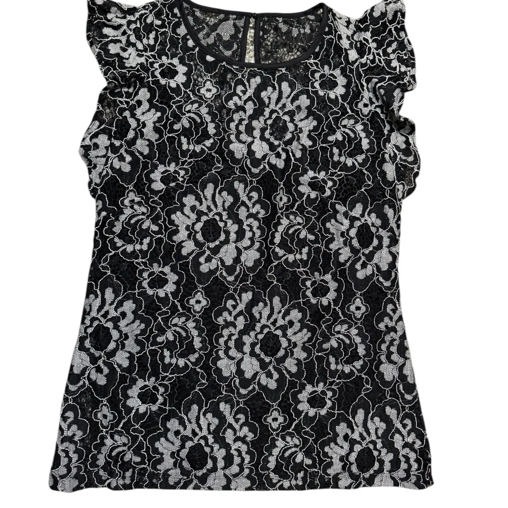 NWT White House Black Market Lace High-Neck Shell Top, Sz 0 - Image 3
