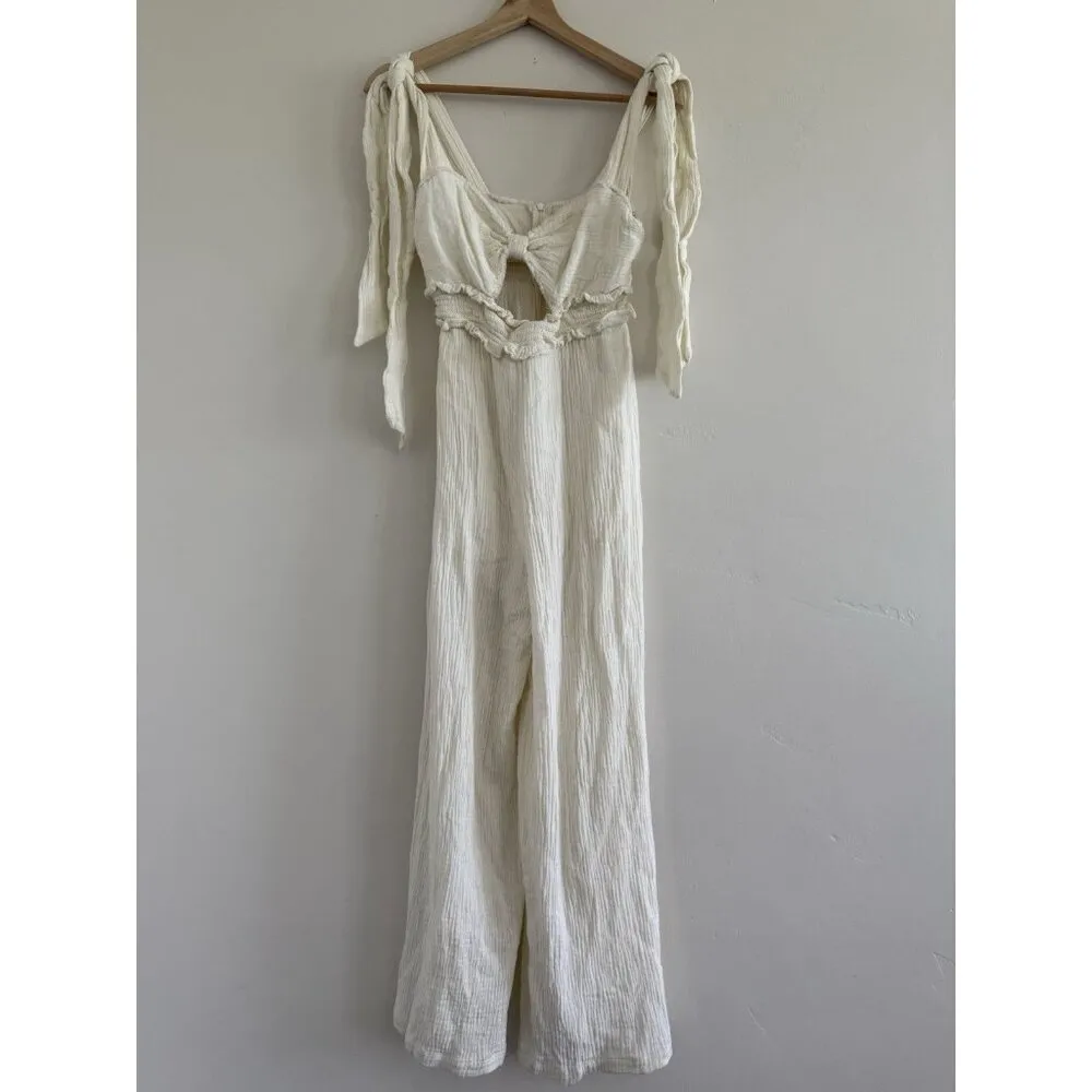 Mable Jumsuit sleeveless light cream women casual size S White - Image 4