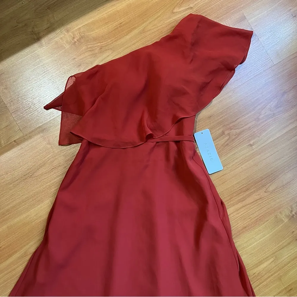 Azazie Lizzy A-line One Shoulder Bridesmaids Maxi Dress - Image 7