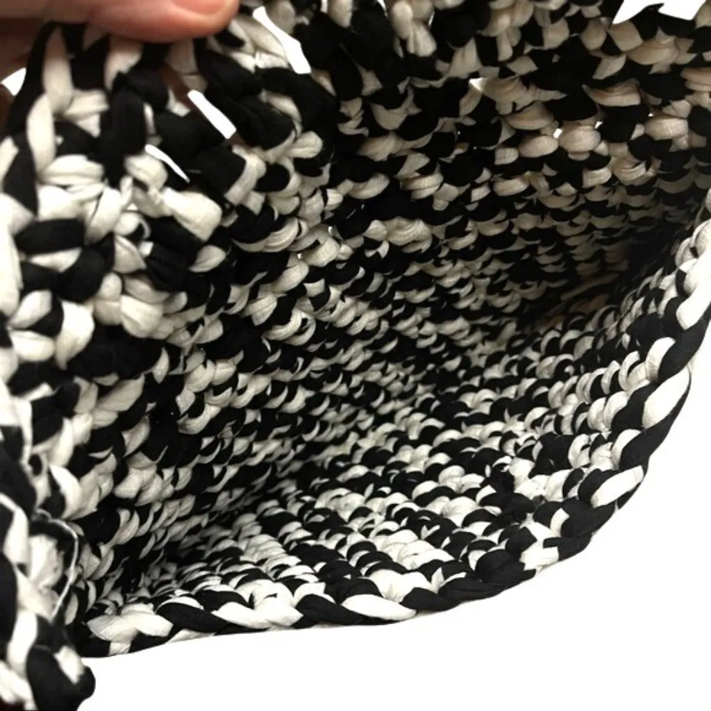 Handmade Envelope Clutch Bag Black and White Coconut Button Boutique Med Size - Image 7