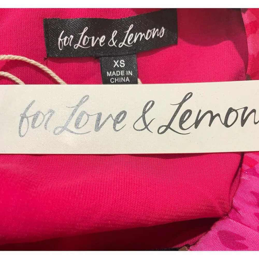 For Love & Lemons Lauren Long Sleeve Mini Dress Red Pink Florals Size XS NWT - Image 9