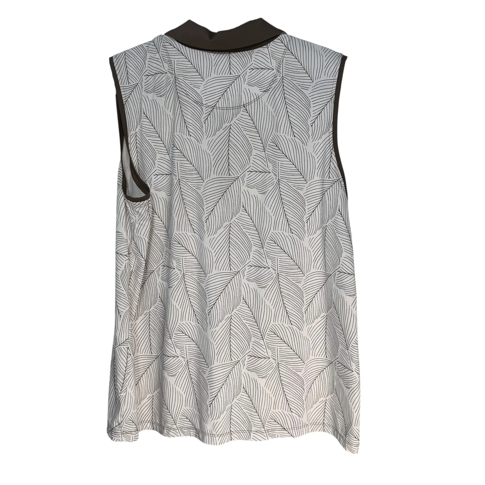 Coral Bay Golf Sleeveless Leaf Print Polo Shirt Women's XL Brown Collar - Image 8