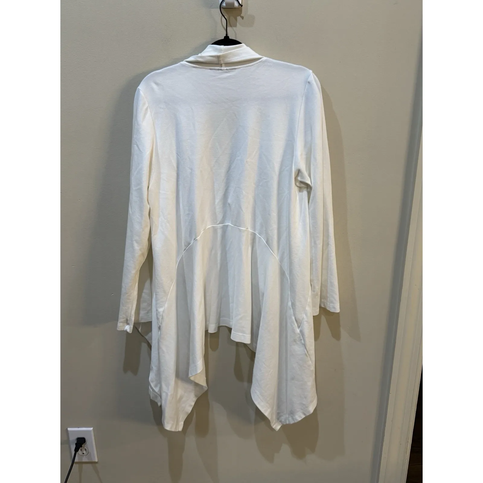 Bryn Walker White jersey waterfall drape open cardigan jacket topper Size Medium - Image 3