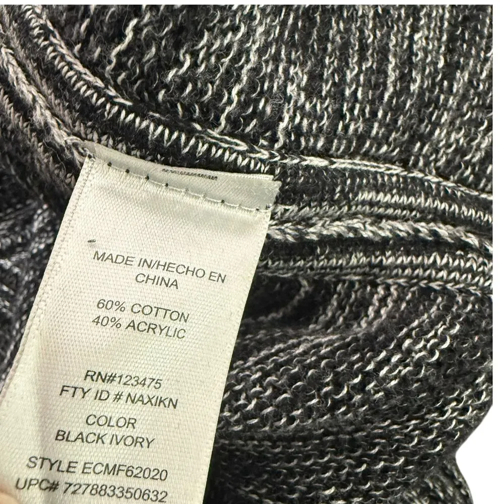 Ellen Tracy Gray Black Marled Knit Sweater V Neck Long Sleeve Pullover Size L - Image 6